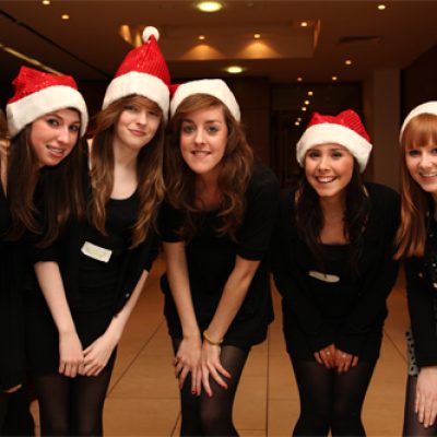 Santas Little Helpers, Aimee Armstrong, Aideen Gilmartin, Claire Stenson, Leanne Currid and Eleanor McDonald at the 4th annual Ladies Luncheon, in the Sligo Park Hotel, Sligo in aid of SHOUT (Sligo Hospital Oncology Unit Trust).
 Photo: James Connolly / PicSell8
09DEC11